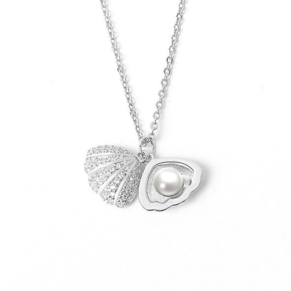 925 Sterling Silver Pearl Shell Pendant Necklace